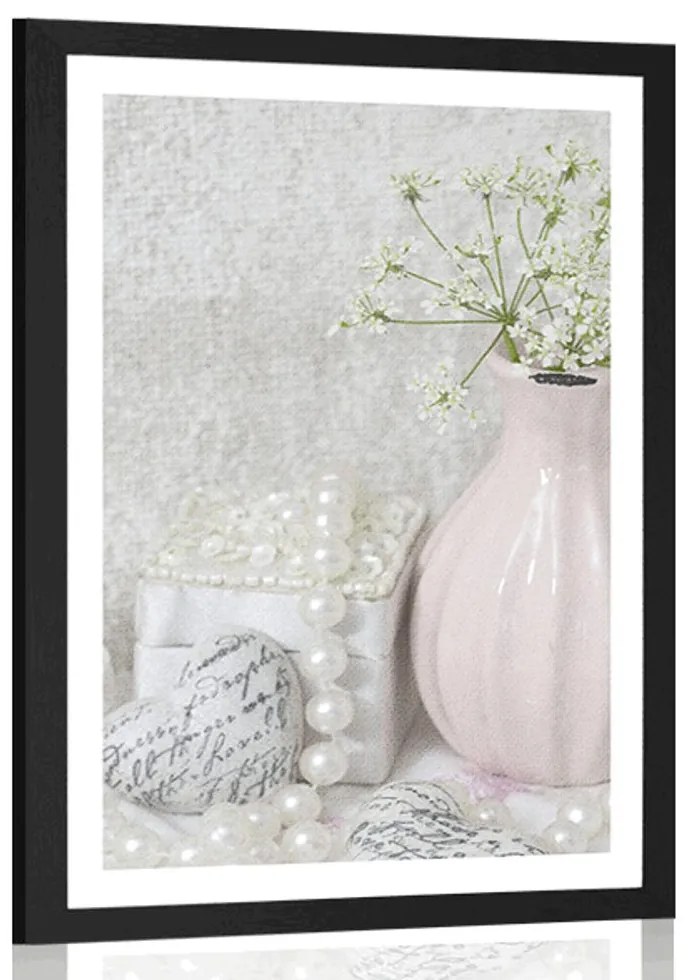 Plagát s paspartou luxusné Shabby Chic zátišie - 40x60 black
