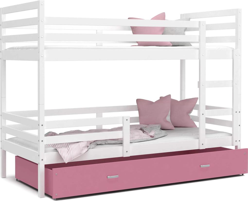 GL Poschodová posteľ Erik 2 Biela Color Farba: Ružová, Rozmer: 190x80