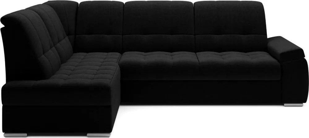 Čierna rozkladacia/s úložným priestorom rohová pohovka (ľavý roh/do L) Sado – ELTAP