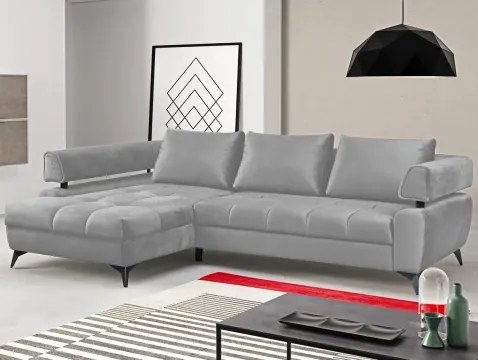 Rohová sedacia súprava Paris, svetlo šedá látka, ľavý roh%