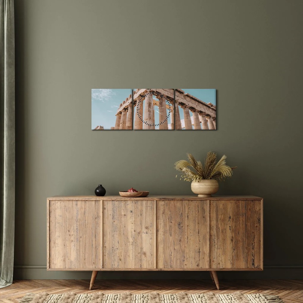 Obraz - Antický akropolis (s hodinami) (90x30 cm)