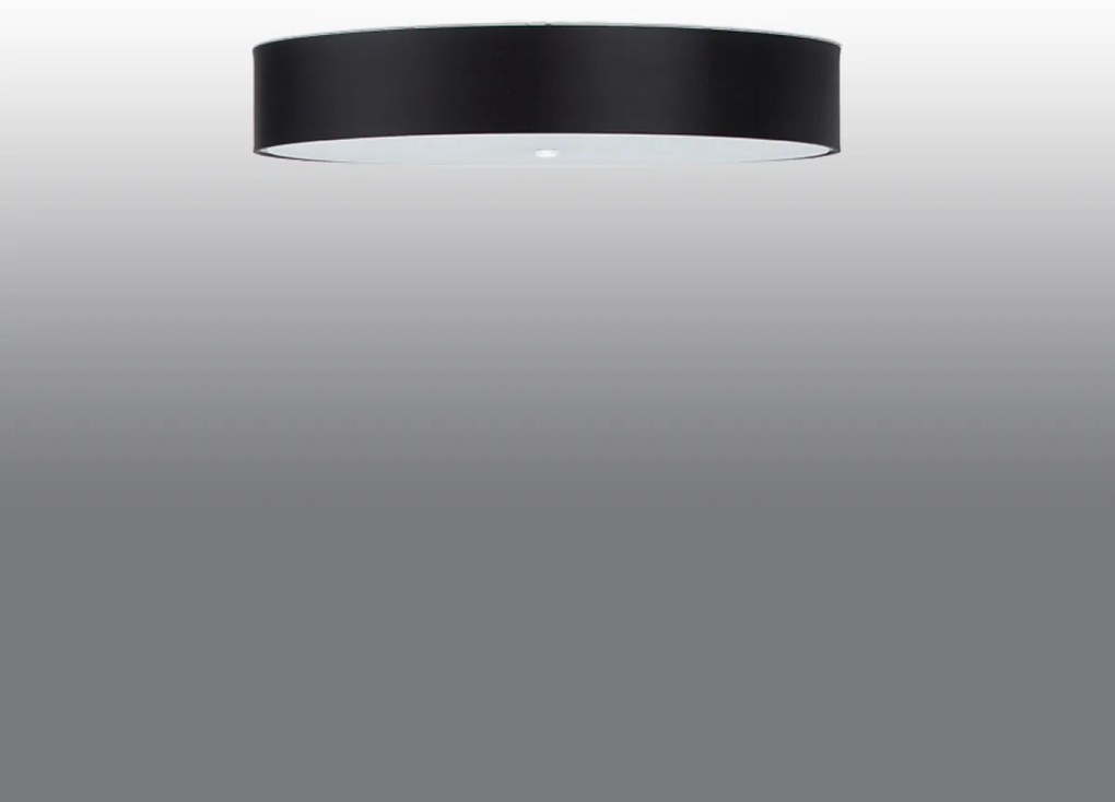 Stropné svietidlo Skala, 1x čierne textilné tienidlo, (biele sklo), (fi 80 cm)