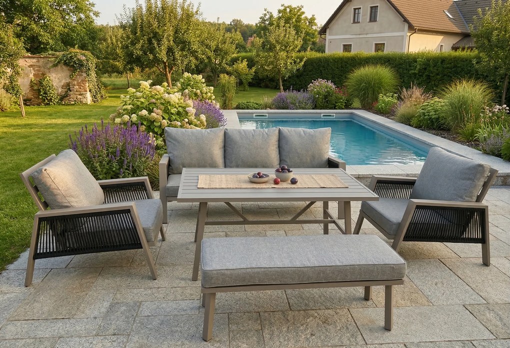 Sada zahradního nábytku pro 5 osob Houseland Atessa hnědá/šedá