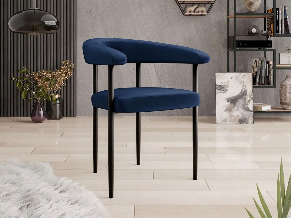 Čalúnená jedálenská stolička Ezukto, Dostupné poťahy: Magic Velvet 2217, Farby: čierna
