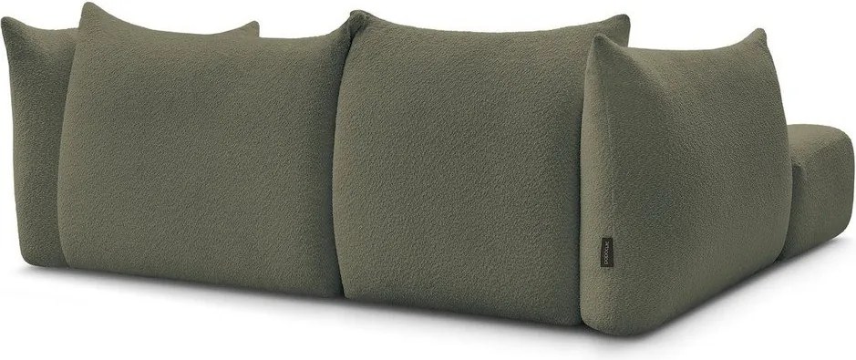 Zelená rohová pohovka z textílie buklé (ľavý roh/s leňoškou) Azra – Bobochic Paris