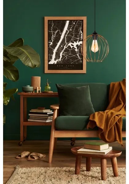 Luster na lanku MATT 1xE27/60W/230V čierna/medená