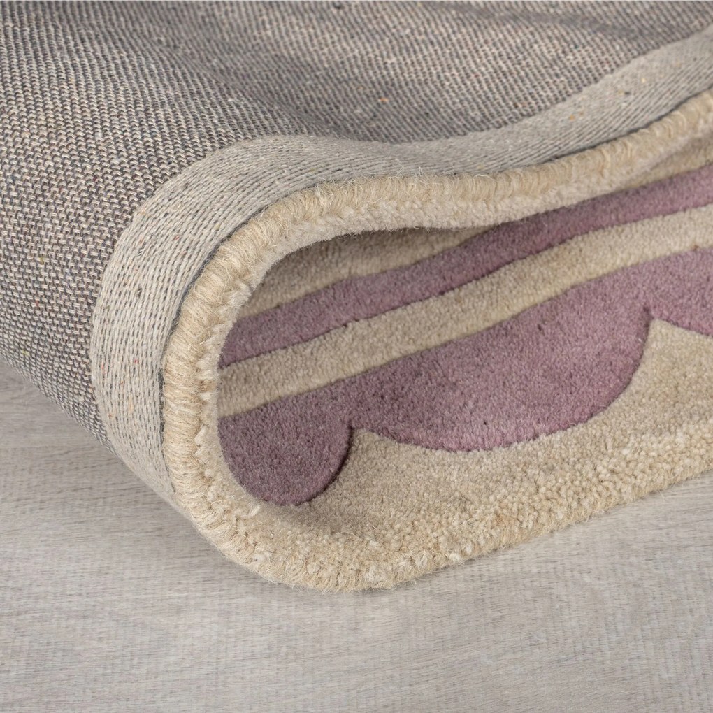 Flair Rugs, Ručne všívaný kusový koberec Lois Scallop Purple kruh, 120x120 (priemer) kruh, fialová, chodba / predsieň