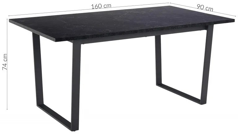 Jedálenský stôl Amble 160x90 cm čierny mramor