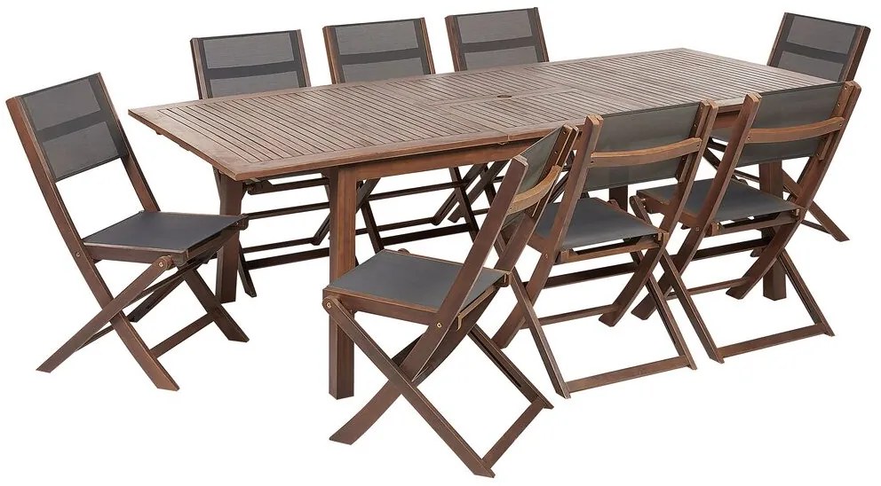 Záhradná súprava stola a 8 stoličiek z akáciového dreva tmavé drevo CESANA Beliani