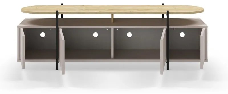 Sivo-béžový TV stolík v dekore duba 160x48 cm Hinoa – Marckeric