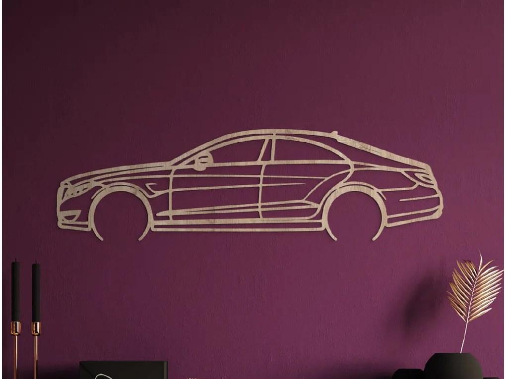 drevko Drevená nálepka na stenu Mercedes CLS63 AMG Rozmer obrazu: 25 x 86 cm, Farba dekorácie: Čierna