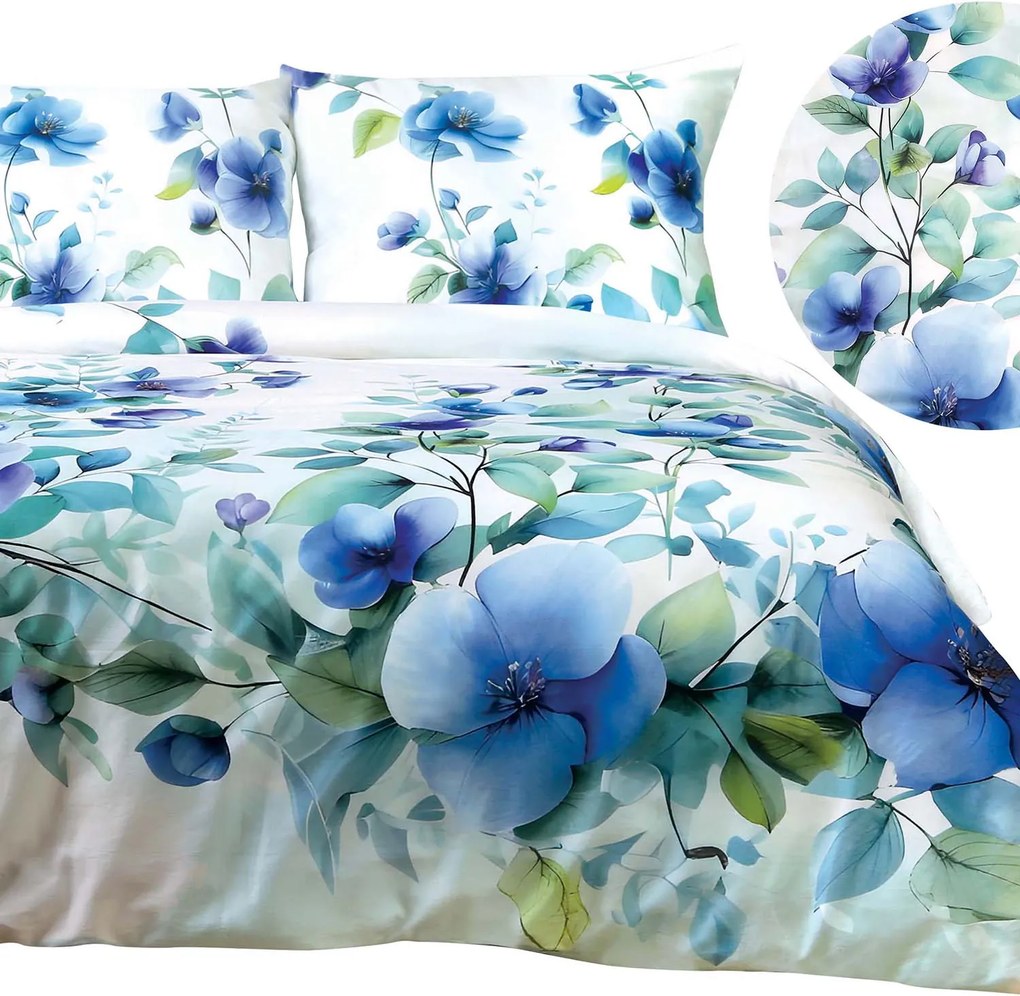 SATÉNOVÉ OBLIEČKY SATYNLOVE PREMIUM 160X200 CM, 2KS 70X80 CM KVETY