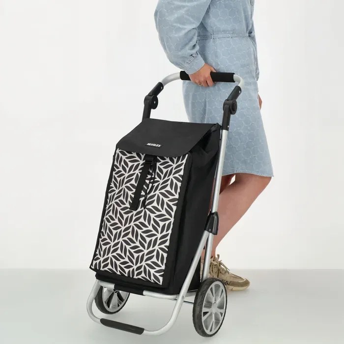 Beagles Bielo-čierny nastaviteľný nákupný vozík na kolieskach “Hercules“