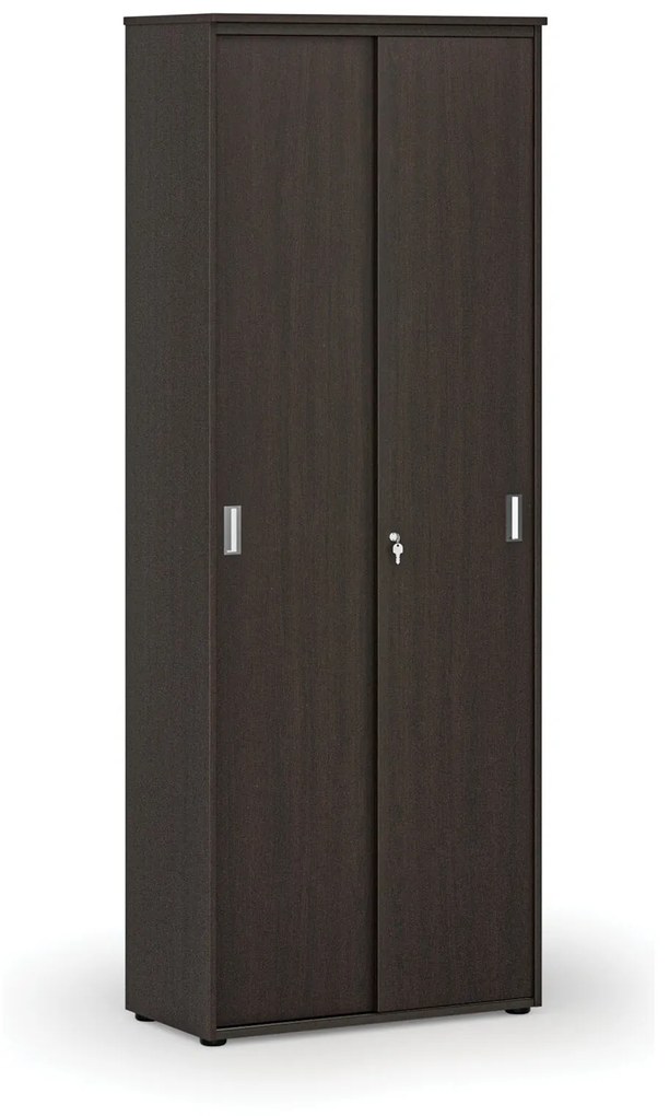 Kancelárska skriňa so zasúvacími dverami PRIMO WOOD, 2128 x 800 x 420 mm, wenge
