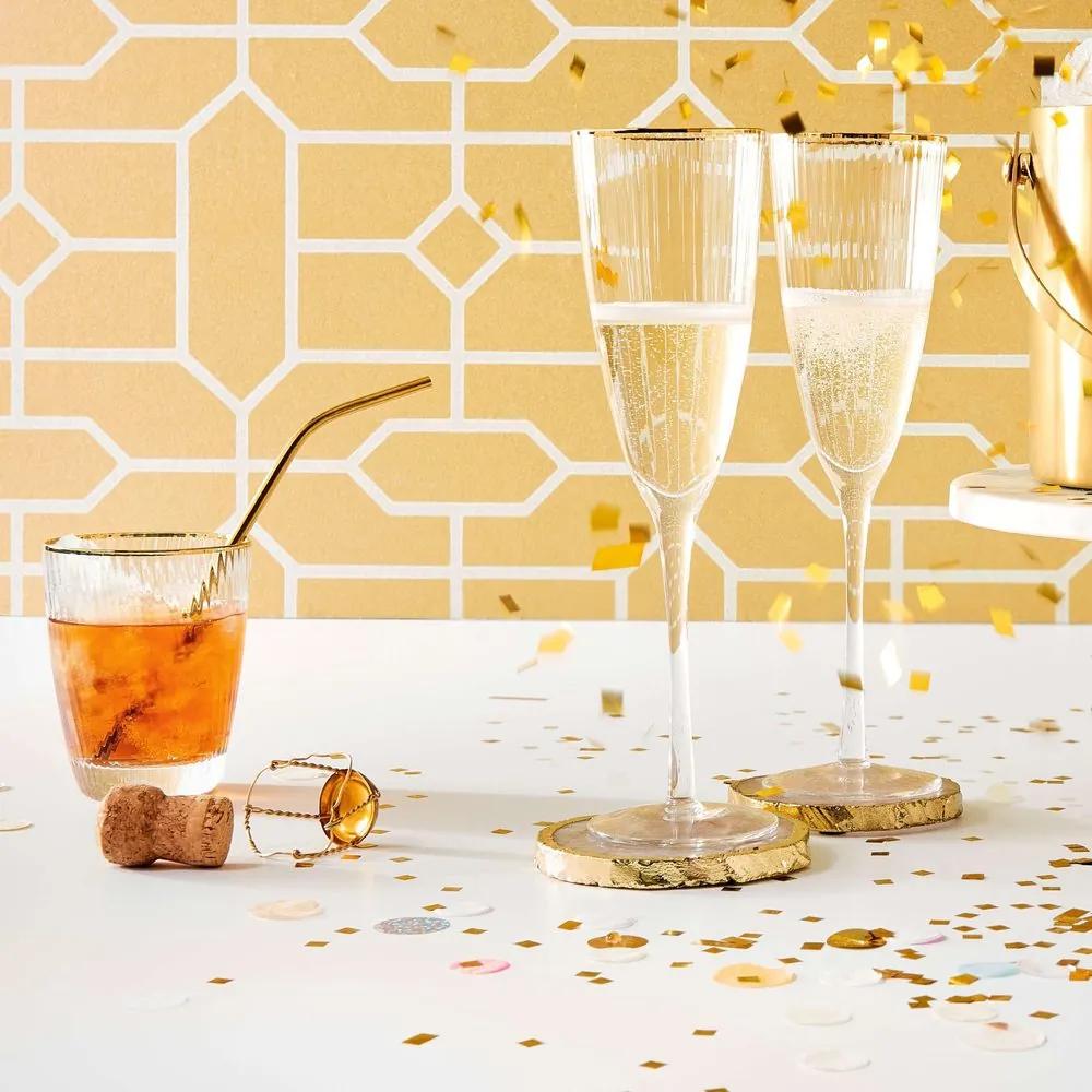 Butlers GOLDEN TWENTIES Sada pohárov na šampanské so zlatým okrajom 250 ml 4 ks
