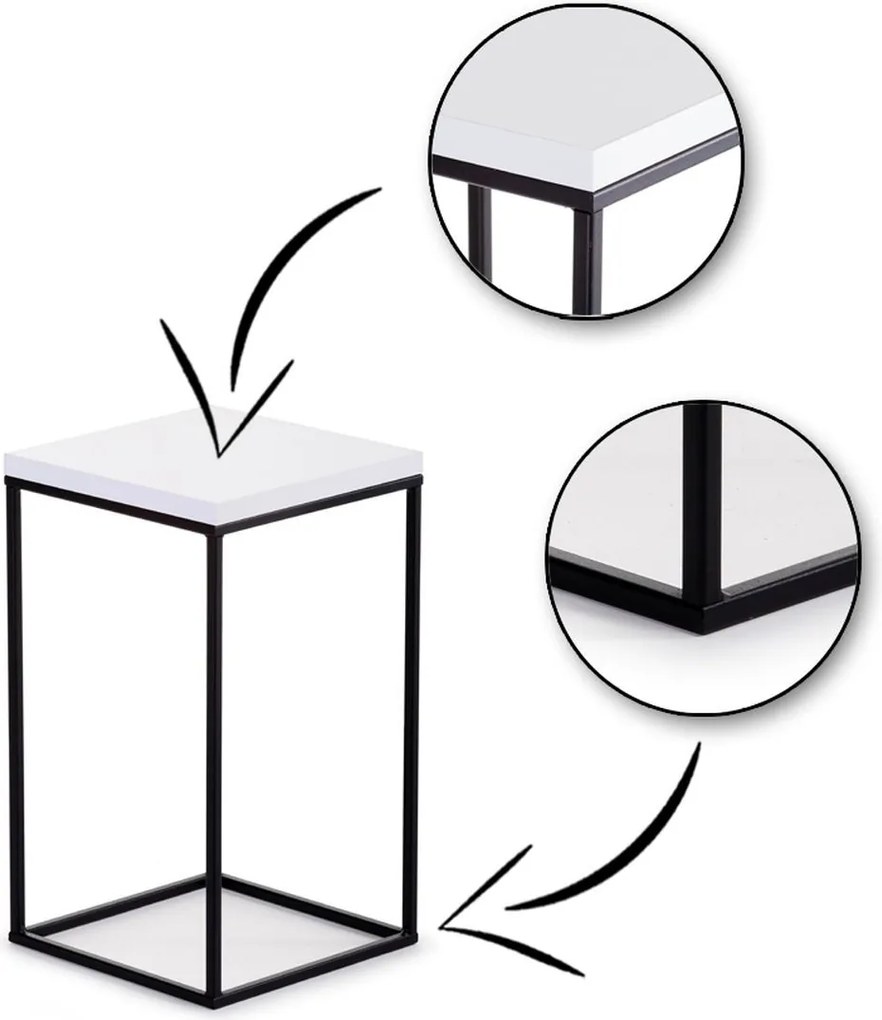 STOJAN NA KVETINÁČ BASICLOFT 40X24X24 CM ČIERNA/BIELA