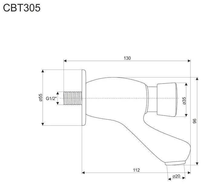 Mereo Mereo, Umývadlový nástenný ventil 1/2", MER-CBT305