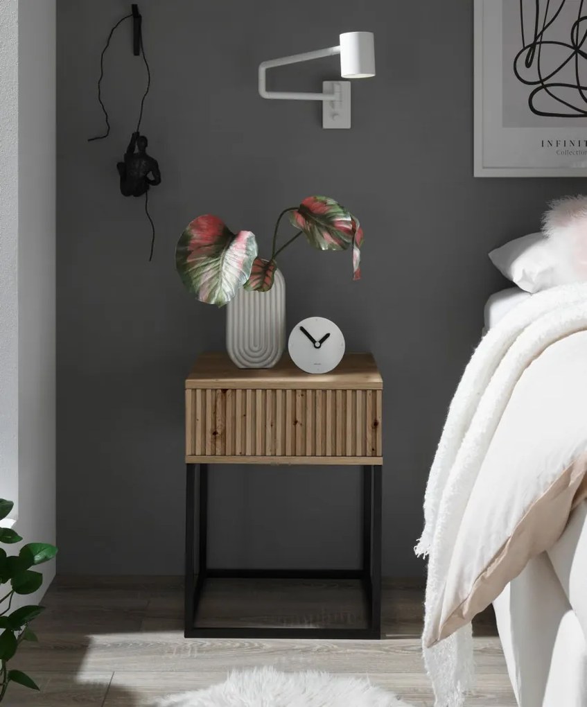 Nočný stolík s 1 zásuvkou Marle, dub artisan