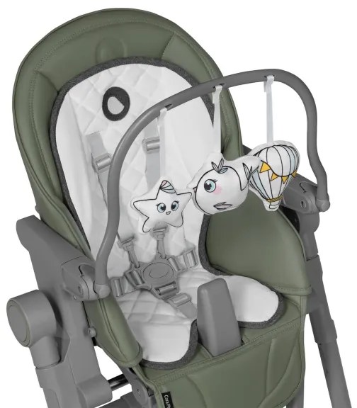 Lionelo - Detská jedálenská stolička 2v1 CORA PLUS Zelená oliva