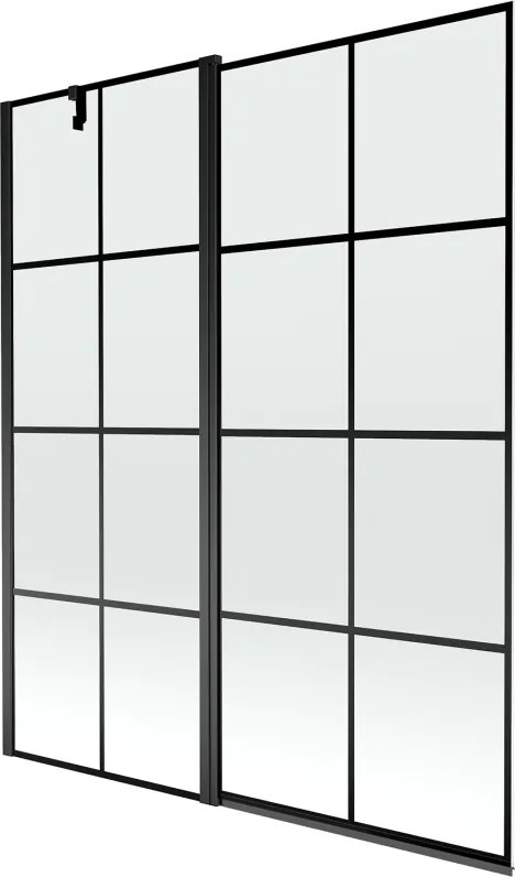 Mexen Flip vaňová zástena jednokrídlová 140 x 150 cm, Čierny vzor, Čierna - 894-140-101-70-77