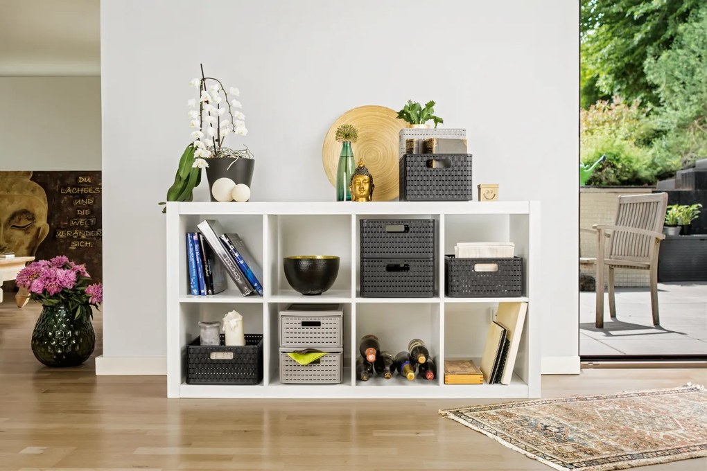 Plastový košík COUNTRY, rovný, antracit (28l - 43x33x22)