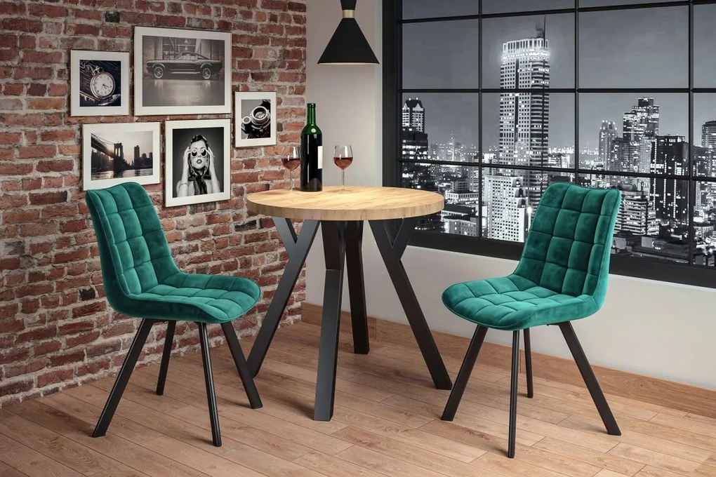 Vintino Jedálenský stôl ARDEN 80 cm – dub zlatý craft / čierna oceľ