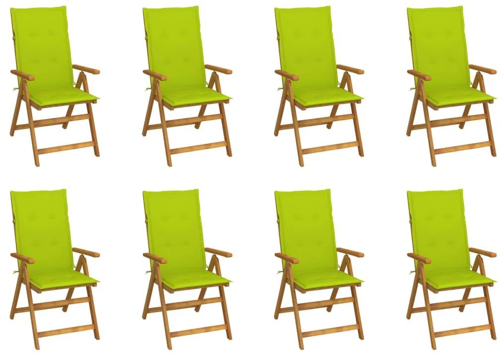 Skladacie záhradné stoličky s podložkami 8 ks akáciový masív 3075065