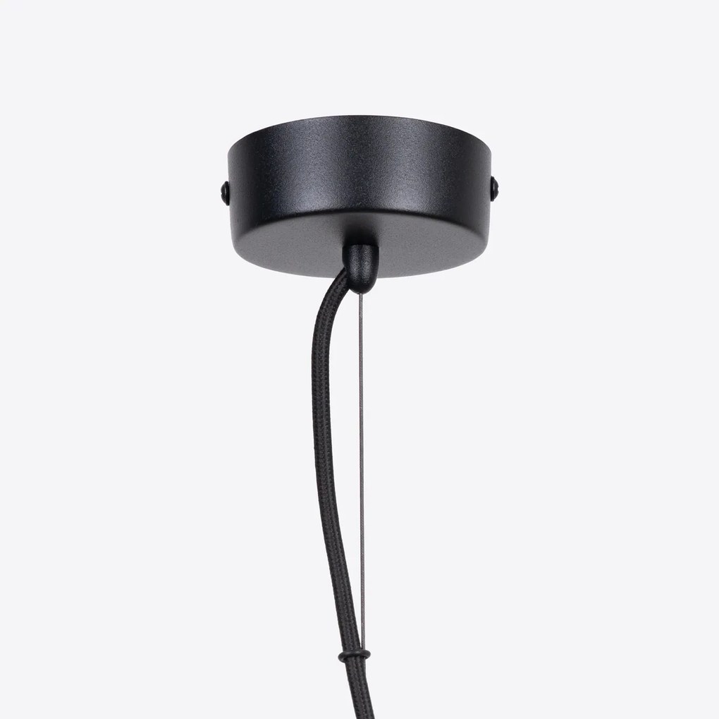 Závesné svietidlo Gabbia, 1x čierne drôtené tienidlo, drevo, (fi 55cm)