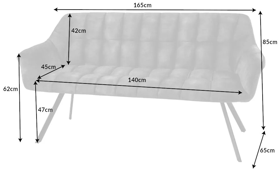 Lavička Papillon 165cm zamatovo sivá