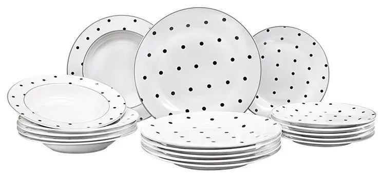 Porcelánová jedálenská súprava BLACK DOTS 18 ks