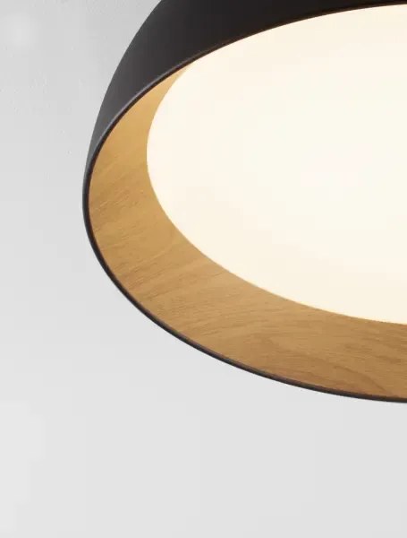 LED stmievateľné čierno-drevené moderné stropné svietidlo Sigi 60