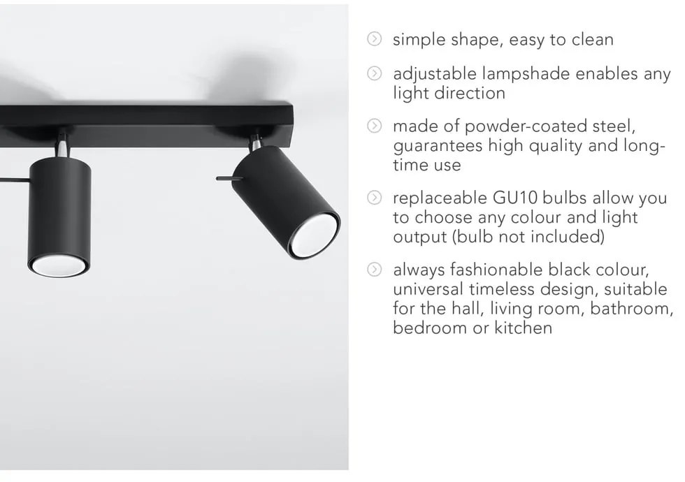 Čierne stropné svietidlo Sollux Ethno
