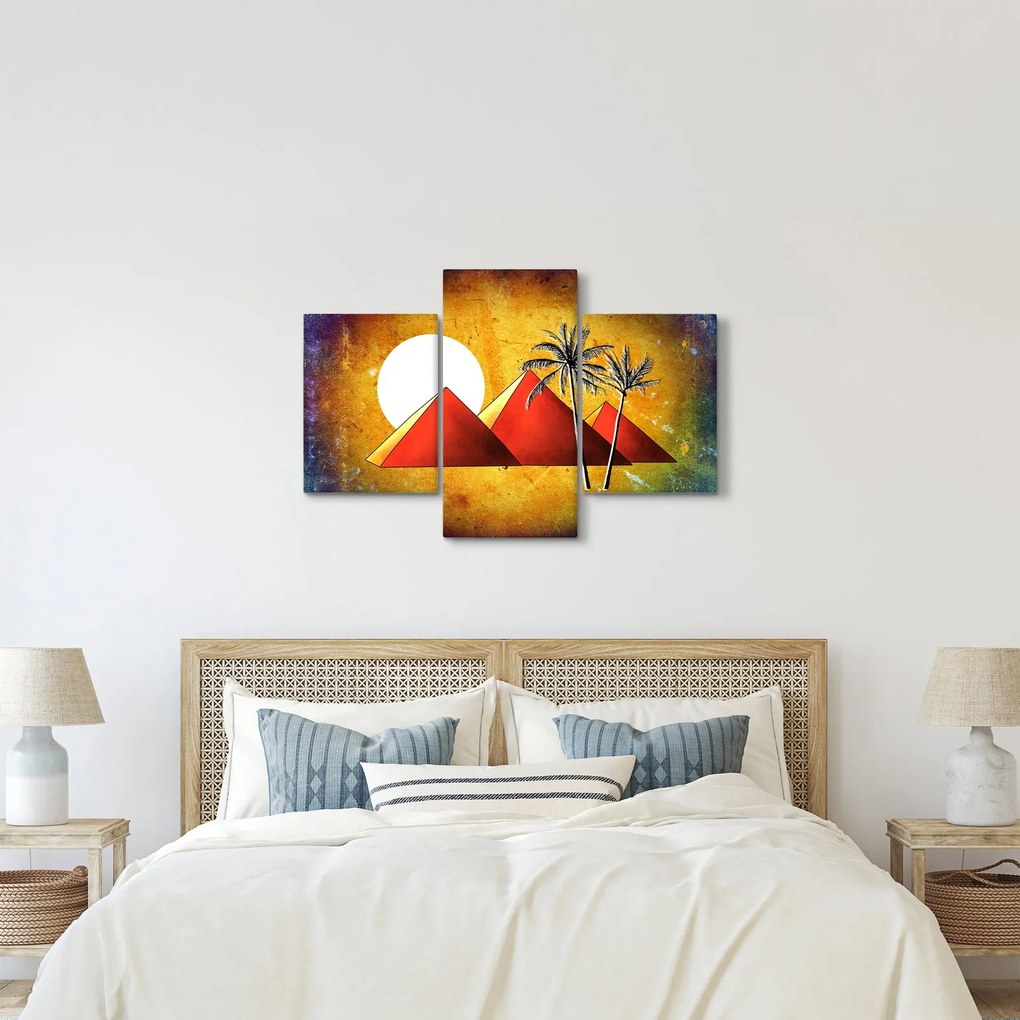 Obraz maľovaných egyptských pyramíd (90x60 cm)