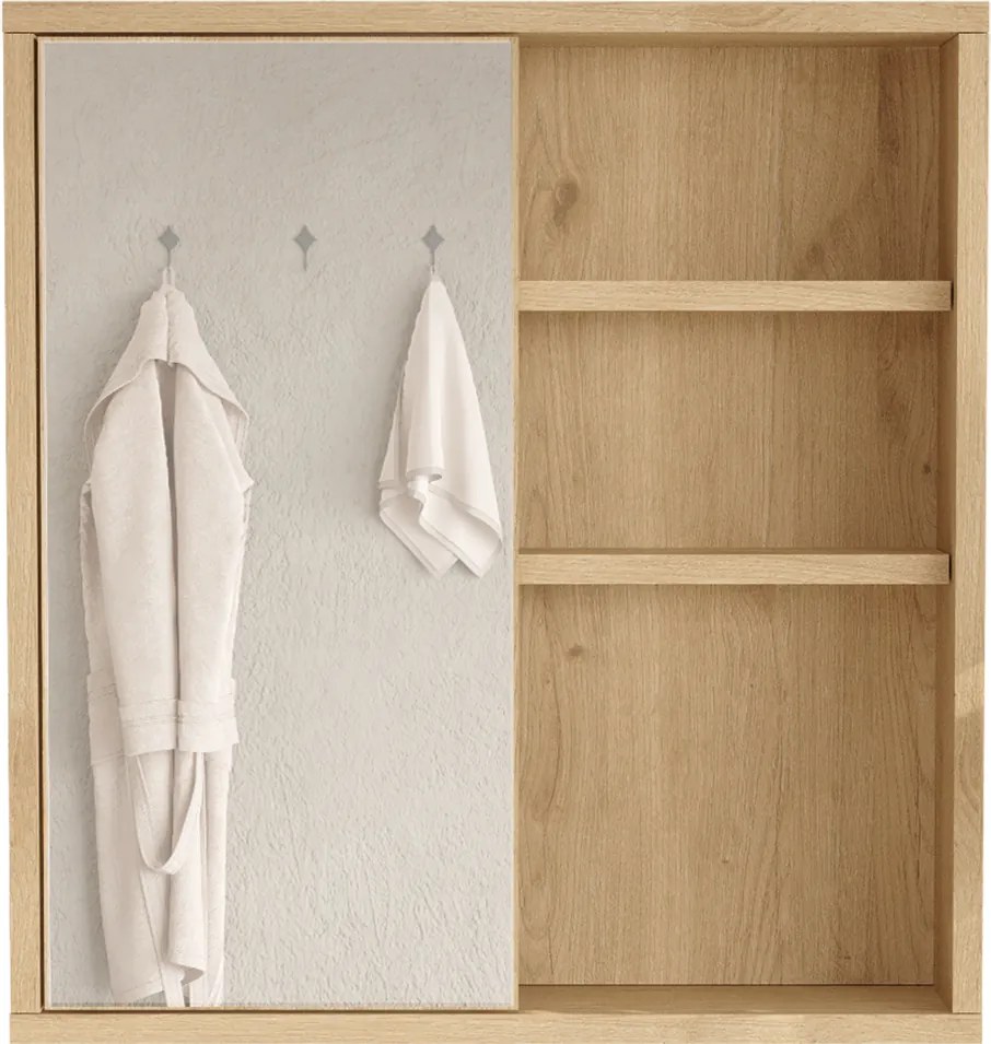 Kúpeľňová skrinka so zrkadlom Houseland Ivy dub Castello