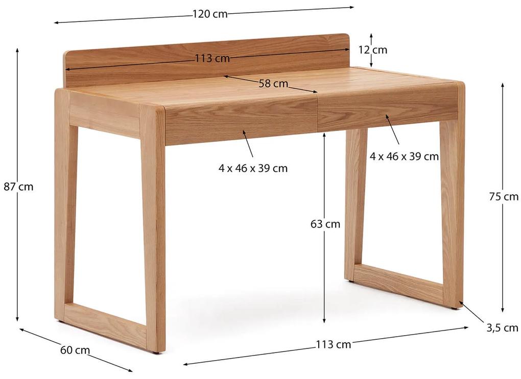 Pracovný stôl andu 120 x 60 cm prírodný MUZZA