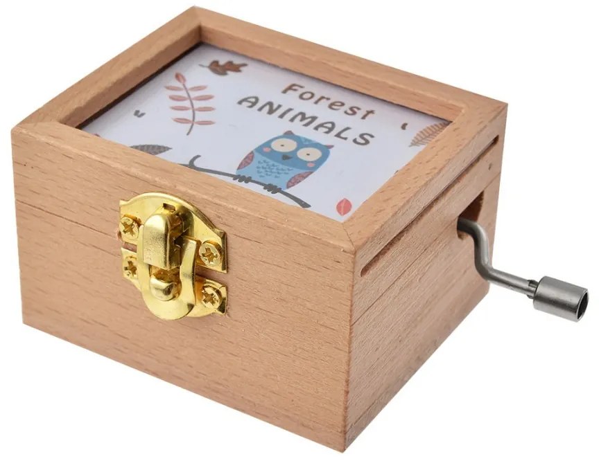 Drevená naťahovacia skrinka so sovičkou Forest Animals - 9*6*4 cm