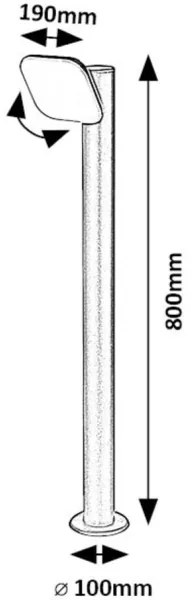 Rabalux 77060 - LED Vonkajšia lampa ODIEL LED/12W/230V IP44 80 cm čierna