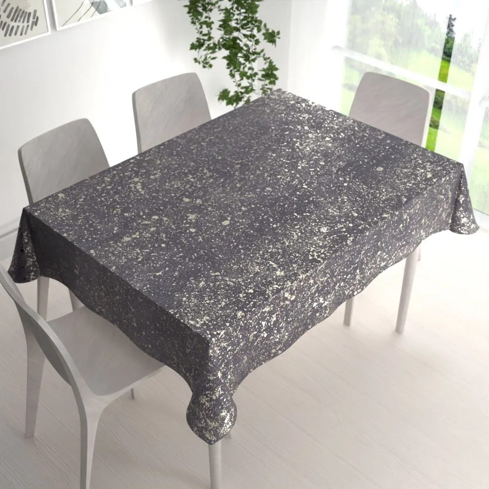 Biante Zamatový obdĺžnikový obrus Isabela IBL-004 Gold Design tmavo sivý 100x160 cm