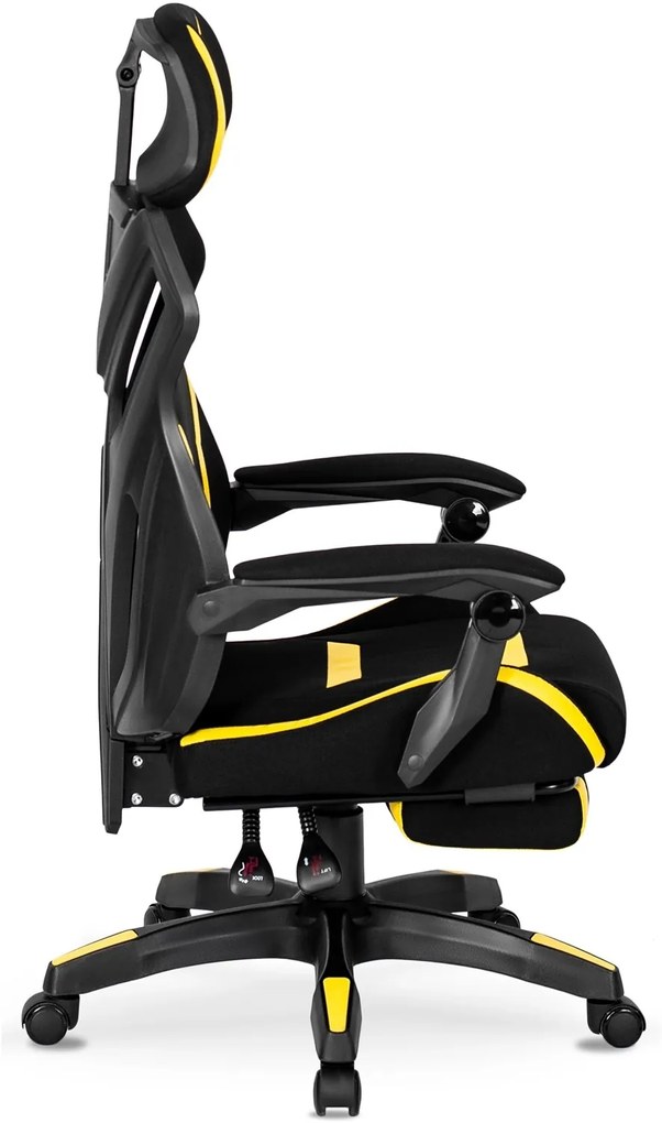Herná stolička Maximo s podnožkou čierna/žltá