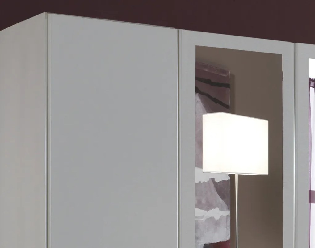 Šatníková skriňa so zrkadlami Cliff, 180 cm, biela