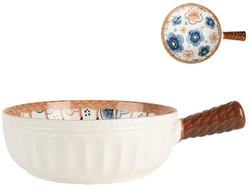 Keramická miska s kvetmi a rukoväťou - 22*16*6 cm / 500 ml