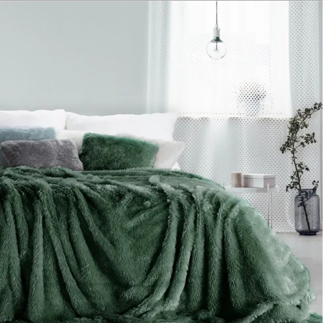 Deka TIFFANY mäkká kožušina - tmavozelená