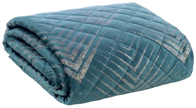EUROFIRANY Zamatový prehoz, vyrobený technikou "hot press" s potlačou fólie 220 cm x 240 cm tyrkysová 100 % polyester Rozmery textílií: 170 cm x 210 cm