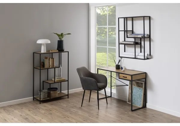 Nástenná polica SARON dub/čierna