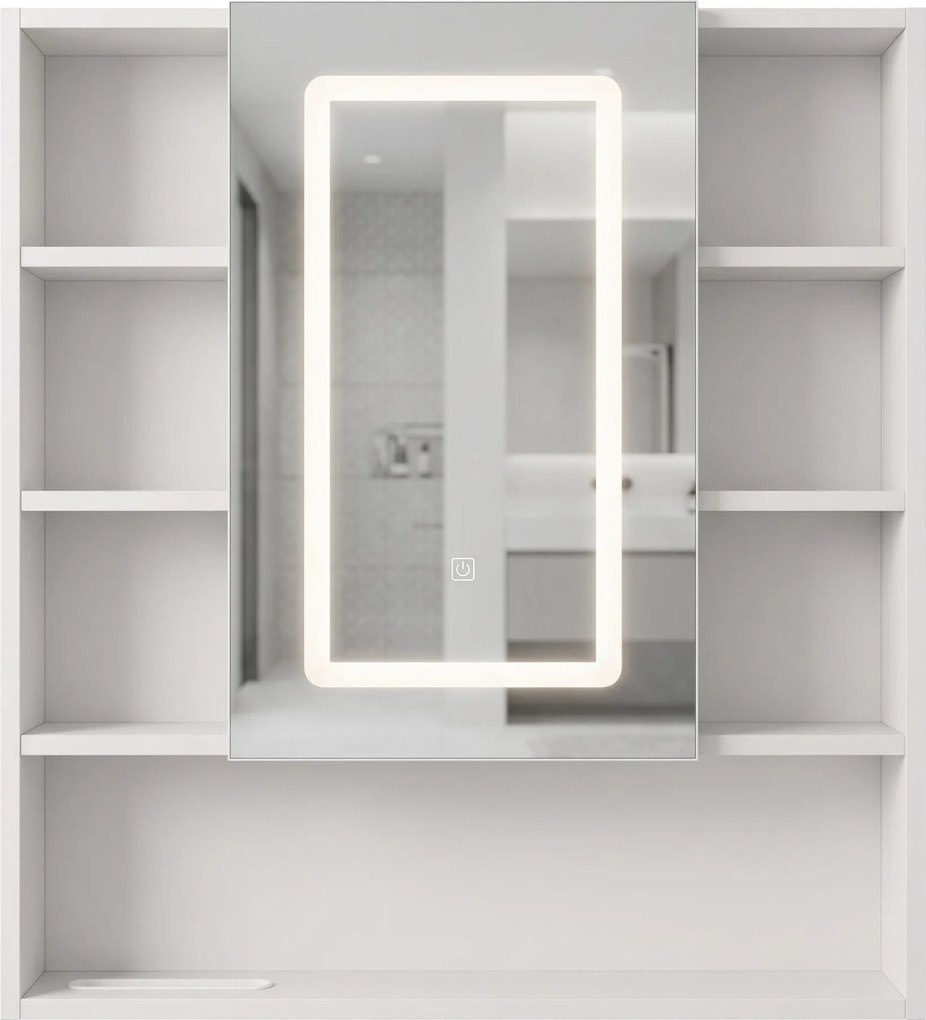 Rea Luna, zrkadlová skrinka s LED osvetlením 70×80 cm, plast, REA-M0405