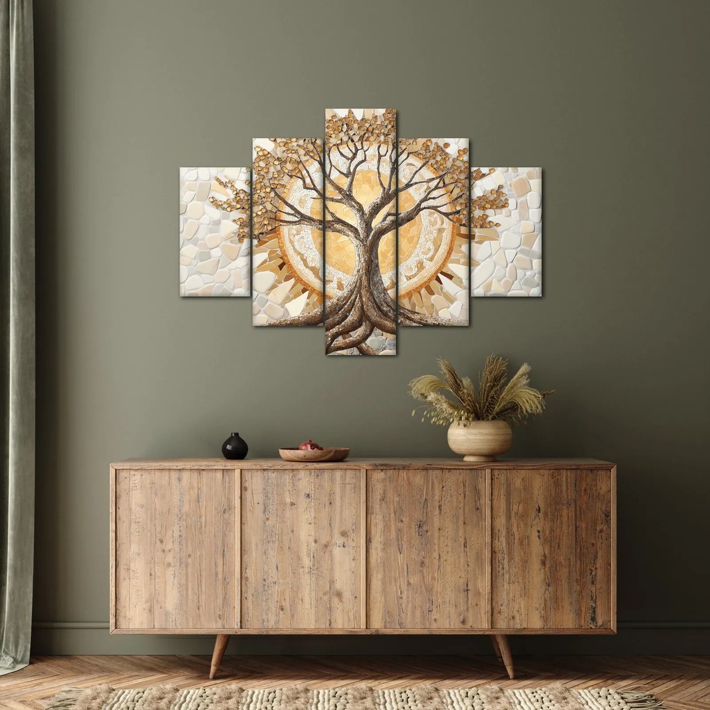 Obraz – Zlatý strom života v mozaike (150x105 cm)