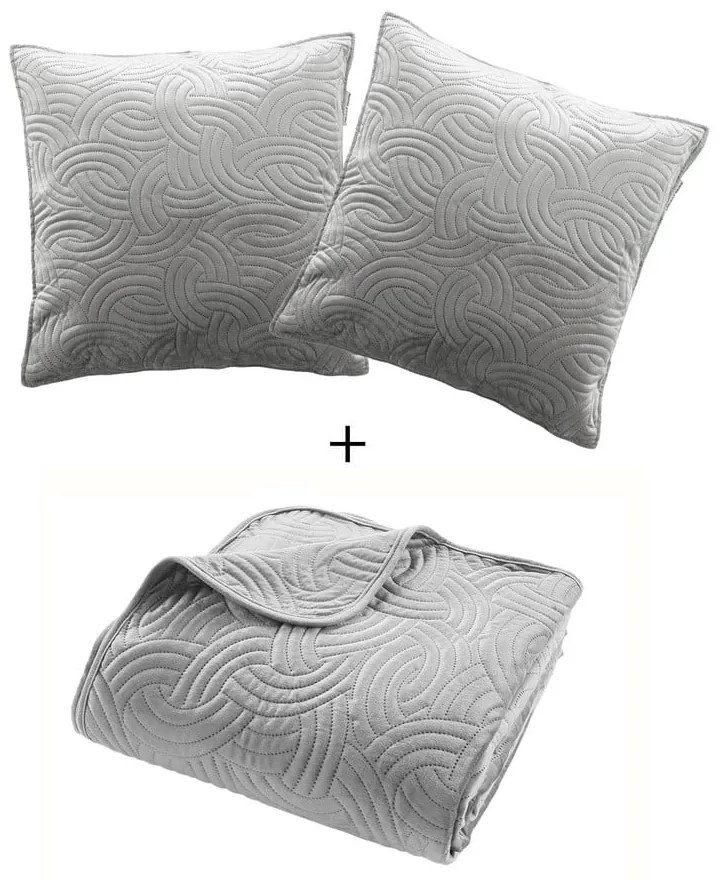 Sivá zamatová súprava prikrývky a obliečky na vankúš 240x260 cm Solange – douceur d'intérieur