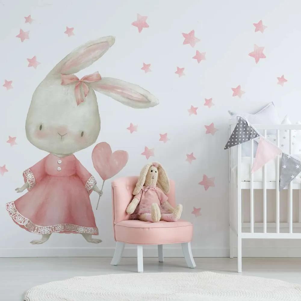 Gario Detská nálepka na stenu Zajačik s hviezdami