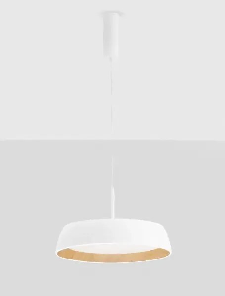 LED stmievateľný bielo-drevený moderný luster Sigi
