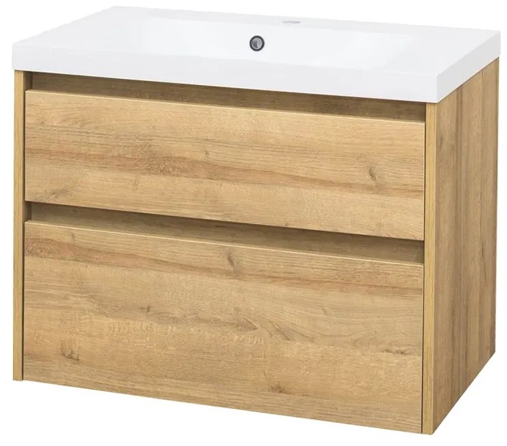 Mereo Mereo, Opto, kúpeľňová skrinka s umývadlom z liatého mramoru, 81 cm, biela, dub, biela/dub, čierna, MER-CN921M